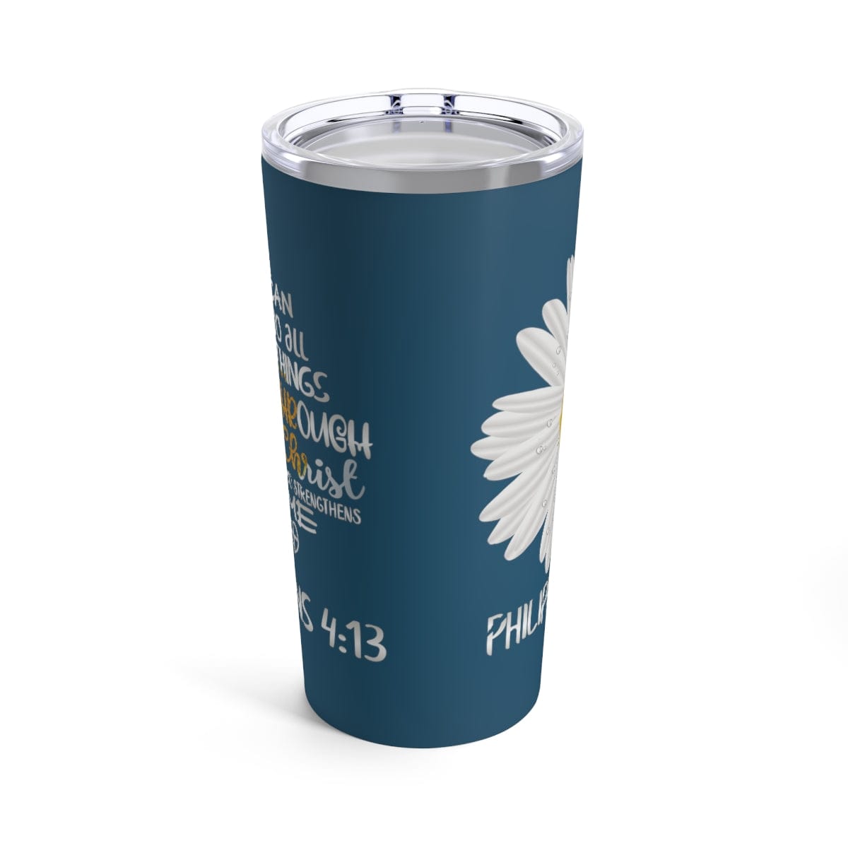 Navy Daisy Tumbler Cup with Handle: Navy