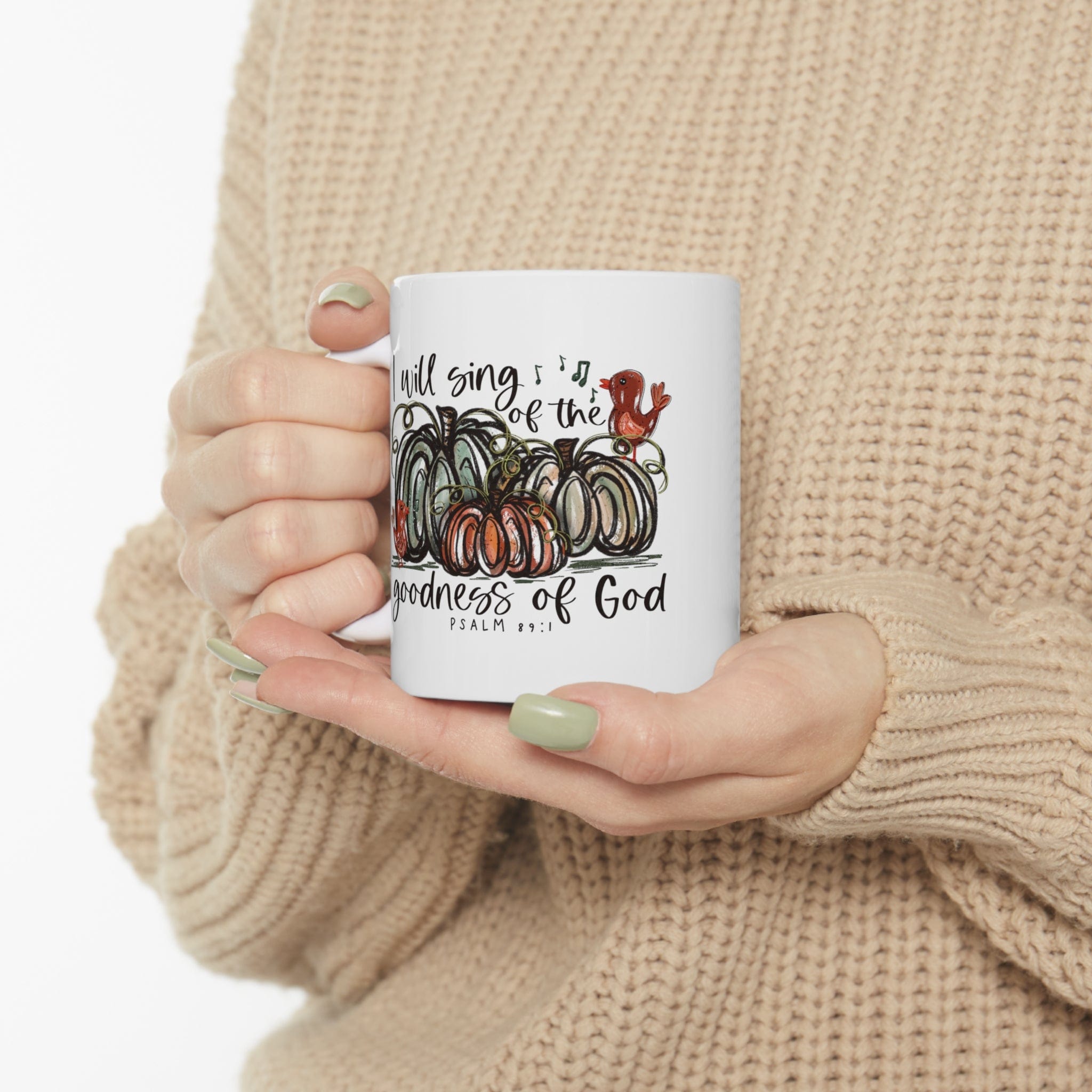 11 oz mug - God over all, yet God with me