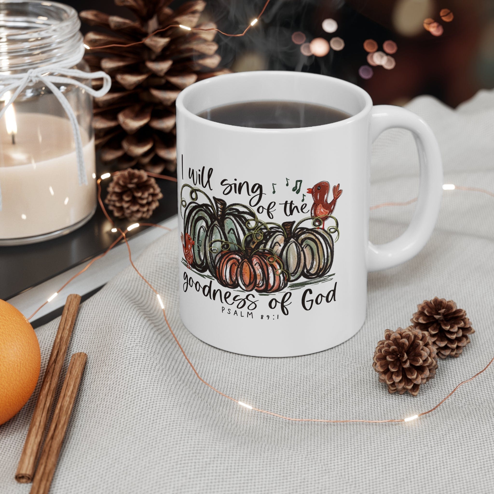 11 oz mug - God over all, yet God with me