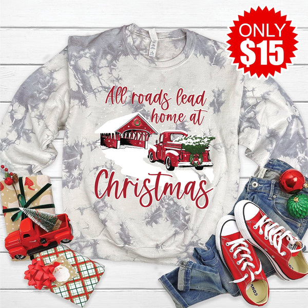 All Roads Christmas Bridge Tie Dye Sweatshirt - 15 | Love in Faith