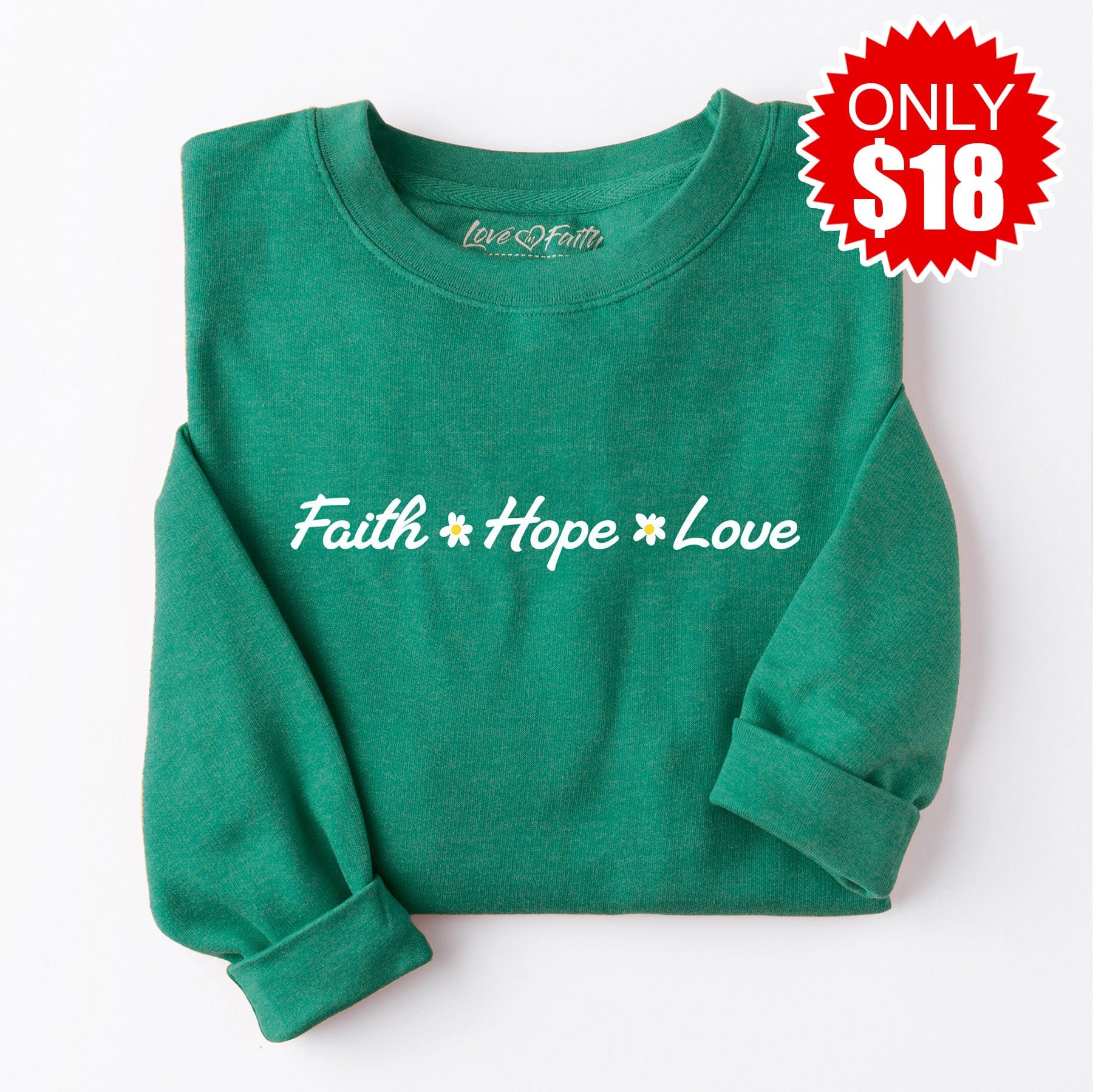 Faith Hope Love Crewneck Sweatshirt - Heather Sapphire