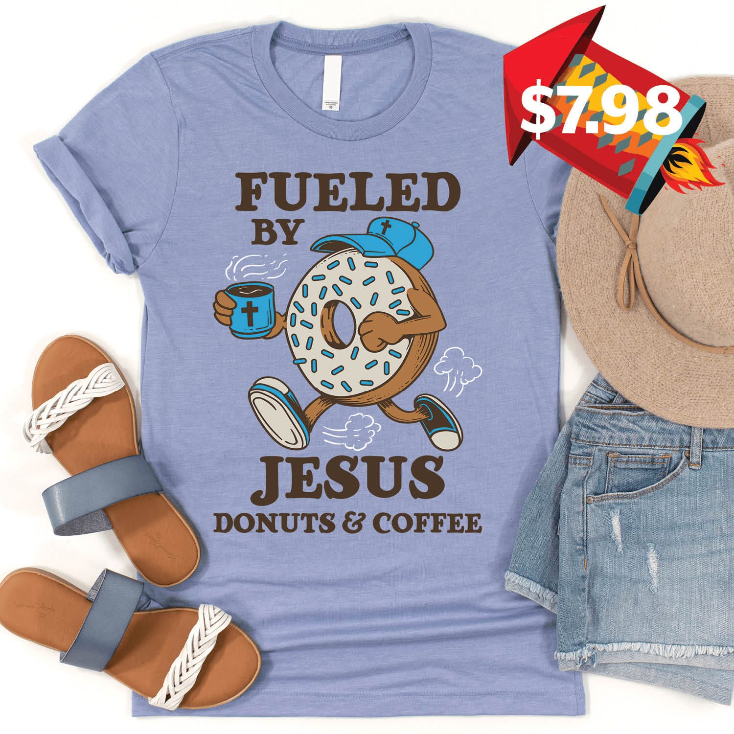 Jesus Donuts and Coffee Tee - 7.98