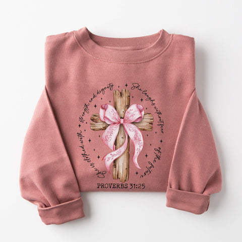 Clothed With Strength Cross Sweatshirt