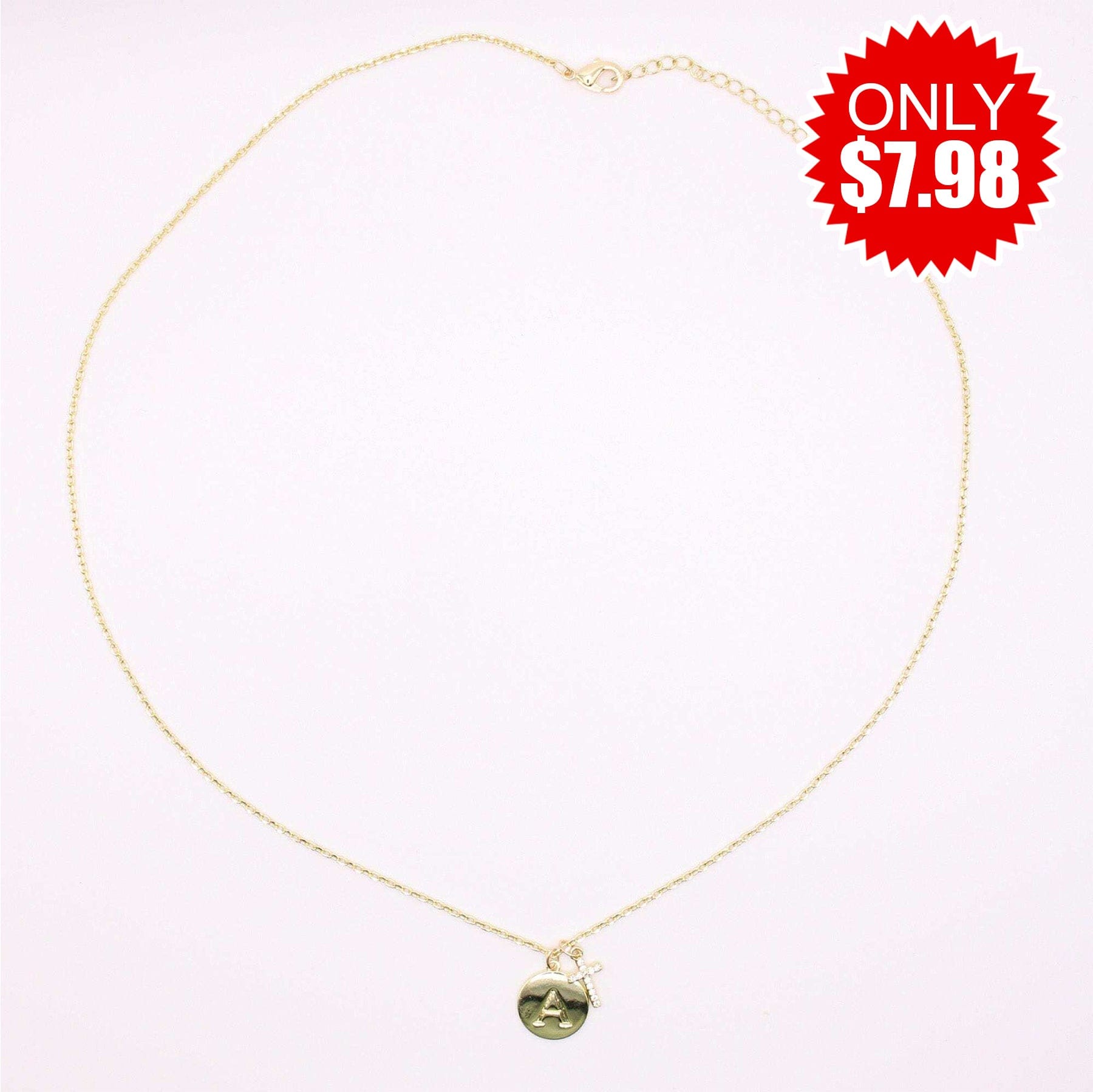 Initial Cross Gold Necklace - 7.98