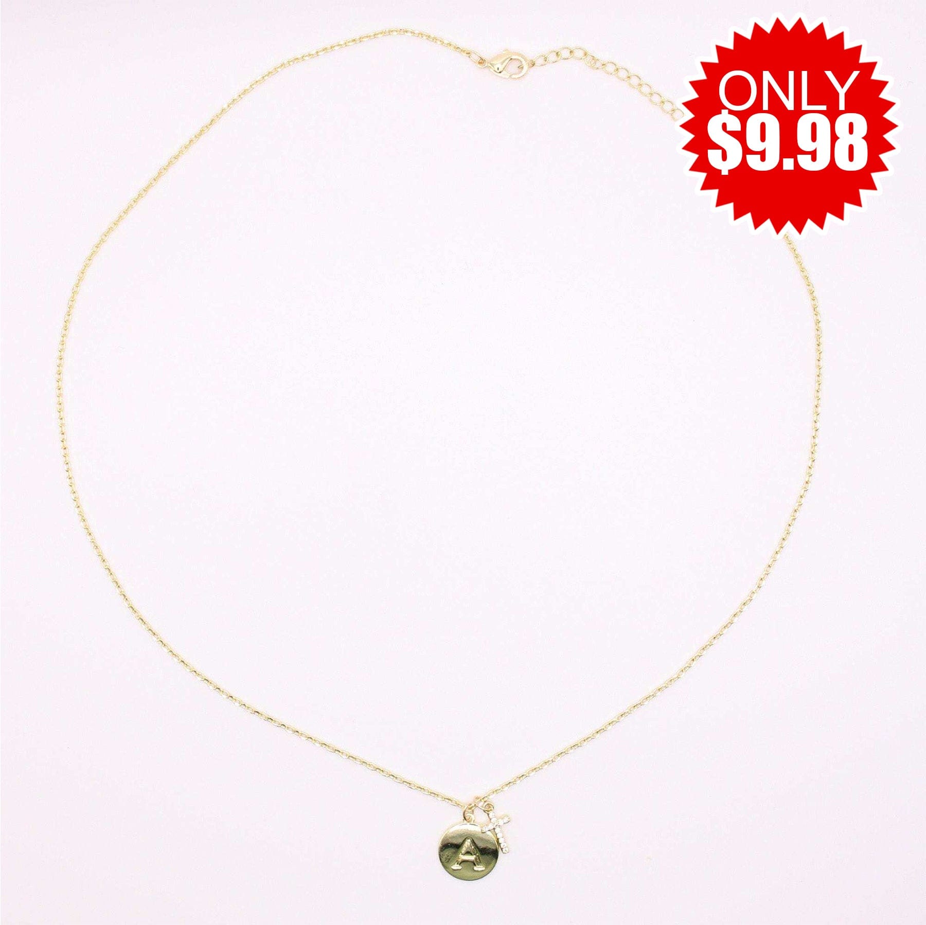 Initial Cross Gold Necklace - 9.98